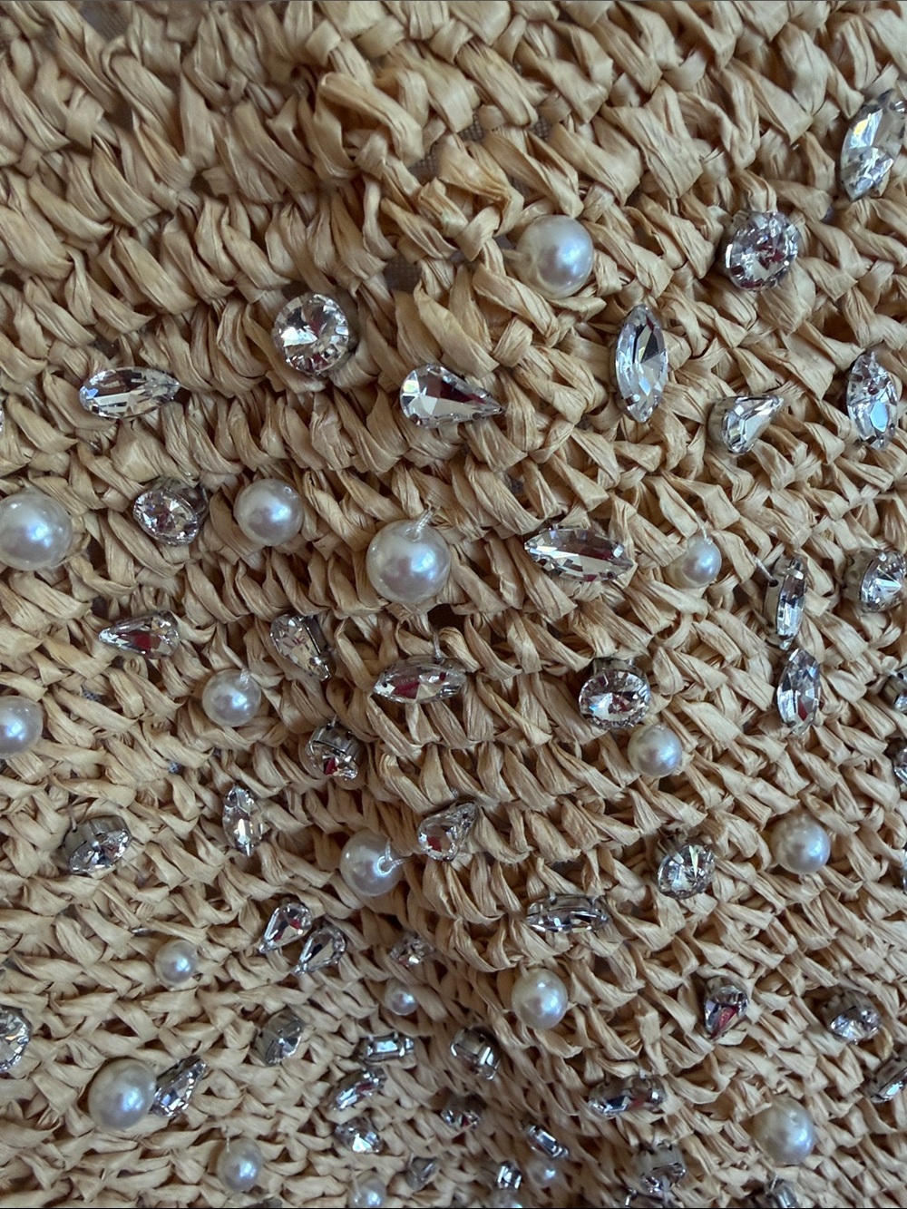 BtB Straw/raffia style Embellished Tote Bag - Natural. Lined, zip pocket. NWOT! - Picture 4 of 13